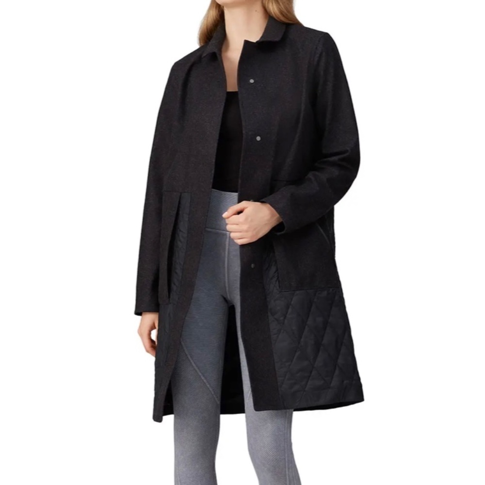 Lululemon Coat Jacket Roam Far Wool Quilted PrimaLoft Heathered Black 8